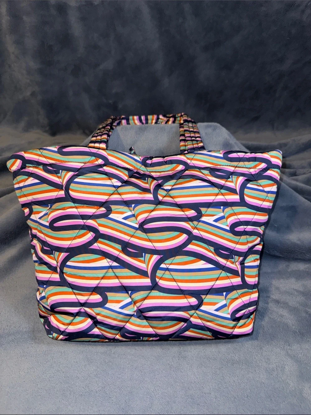 Vera Bradley Small East West Tote in Retro Ribbons